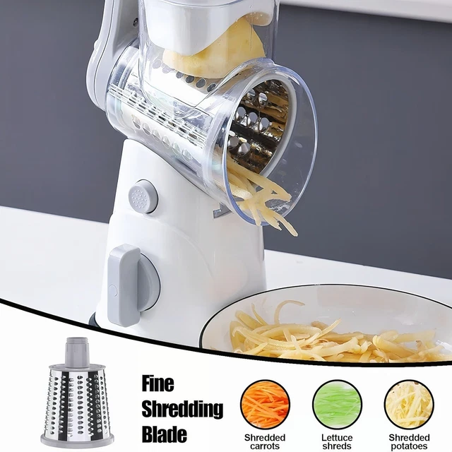 ROTARY DRUM GRATER Vegetable Slicer 3 Blades Safe Food Grade Easy Clean ...