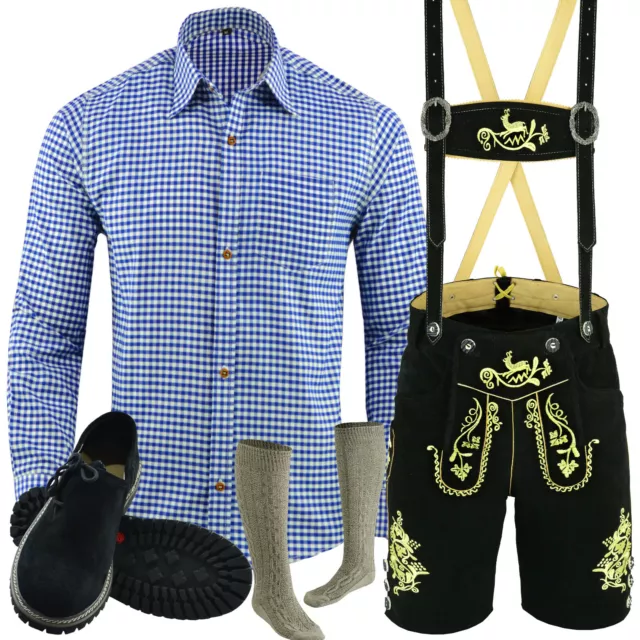 Trachtenlederhose Herren Kurz Hemd Schuhe Socken Trachten Set 46 bis 60 LE25BS