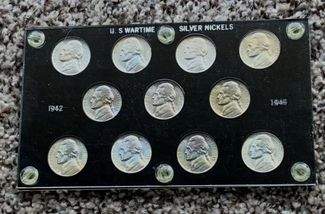 1942-1945 5C Jefferson Wartime Nickel Brilliant Uncirculated 11-Coin Set