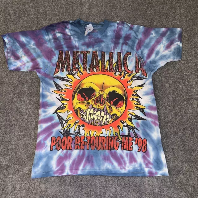 Vtg 1998 Metallica Tie Dye Parking Lot Band Tee Mens L 1990s Tour Concert Tshirt