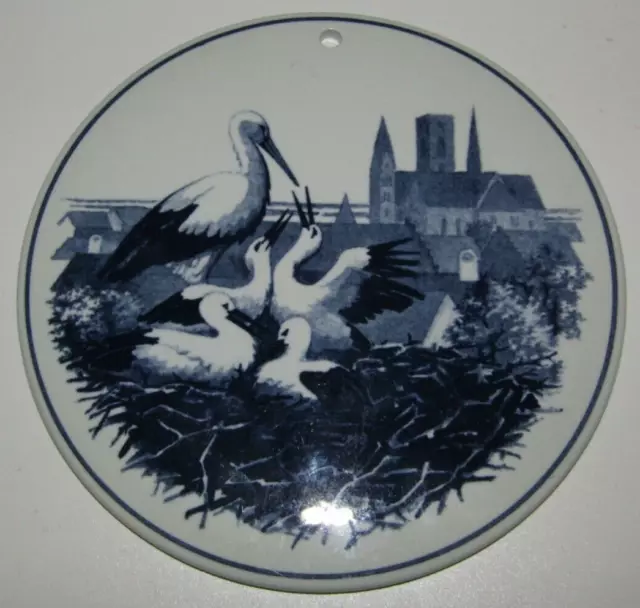 Royal Copenhagen porcelain wall plaque plate Denmark A Stork's Nest Storkerede