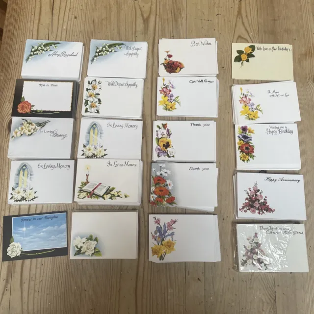 Florists Flower Message Cards Job Lot Approx 600 Cards Funerals/ Birthdays/blank