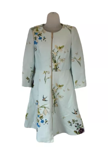 BNWT TED BAKER Racheel Floral Meadow Dress Coat Baby Blue Size 4 UK 14 160.00 PicClick UK