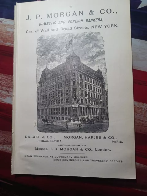 1901 Print Ad J. P. MORGAN AND COMPANY Bankers Wall & Broad St Building Picture