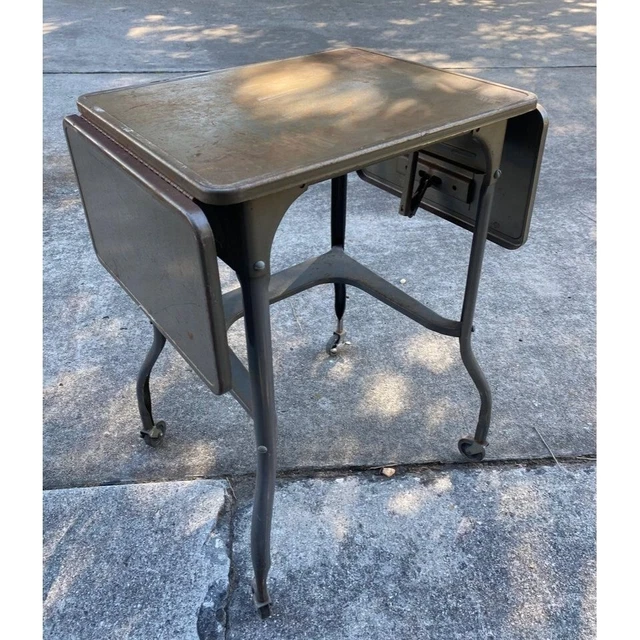 Vintage Metal Dropleaf Typewriter, Laptop Cart Stand Vintage Metal Dropleaf Typewriter, Laptop Cart Stand