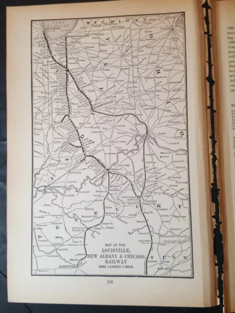 1895 railroad route map LOUISVILLE NEW ALBANY & CHICAGO RAILWAY train report