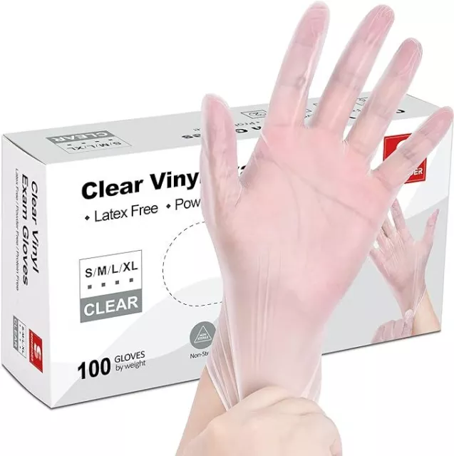 100 Blue Vinyl Synthetic Exam Gloves 4-mil Powder-Free Latex-Free Non-Sterile