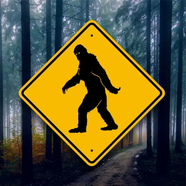 Bigfoot Crossing Road Sign - Aluminum Placard - Sasquatch Sighting - Yeti Art