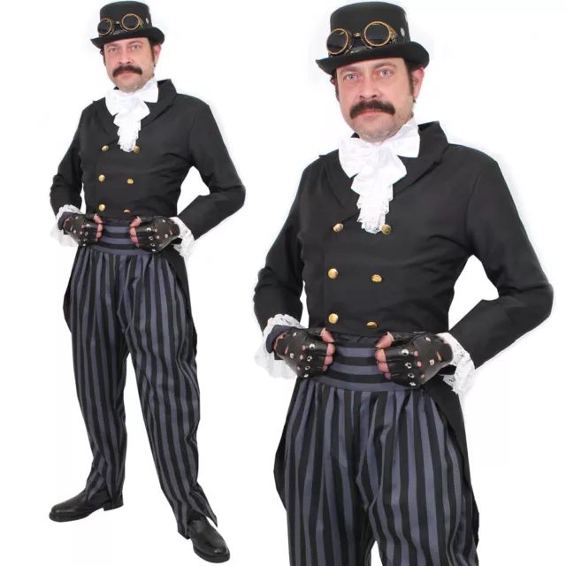 Mens Steampunk Costume Vintage Victorian Man Halloween Fancy Dress Outfit