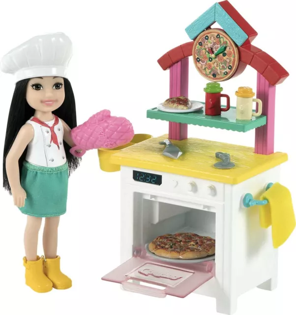 Barbie GTN63​ Chelsea Can Be Pizza Chef Playset with Brunette Chelsea Doll (6-in