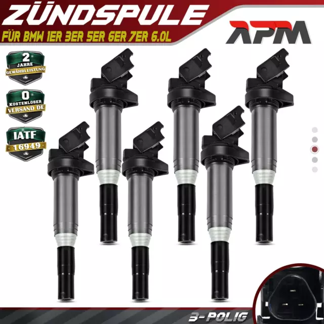 6x Zündspule für BMW 1-ER E81 F20 3-ER E46 E90 F30 5-ER E39 E60 E61 6-ER E63 E64