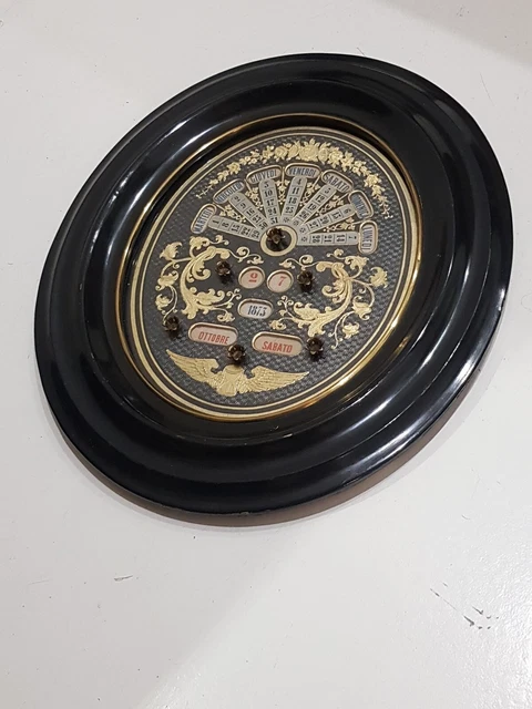 Elegante Calendario Perpetuo In Legno Con Quadrante Decorato Del 1800