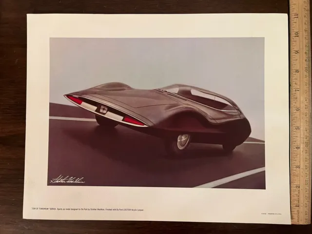 Strother MacMinn Print Car Of Tomorrow Sports Car Du Pont Lucite Acrylic Vintage