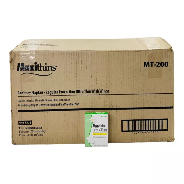 200 Pads for Vending Machine #4 Maxithins Ultra Thin Regular Protection w/ Wings
