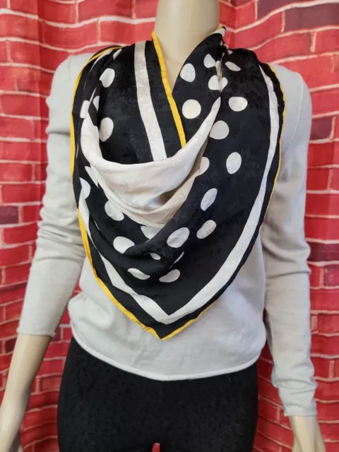 Albert Nipon Silk Black/cream/yellow Square Scarf Multi Patterned 30"×30" #11
