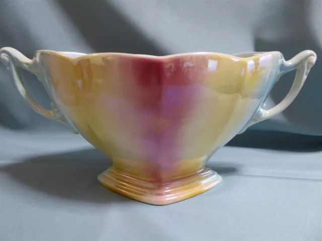 Vintage MCP Mingay  Lustre Ware Vase with Handles Pearlescent Pink Yellow Blue