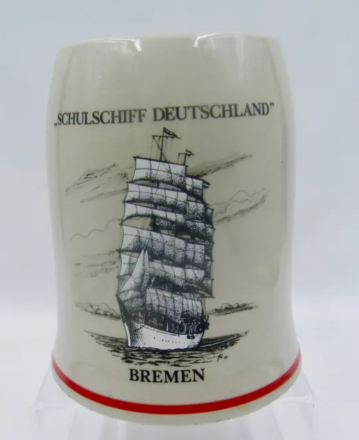 Vintage German 0.5l Stoneware Beer Stein - Schulschiff Deutschland Bremen /Becks