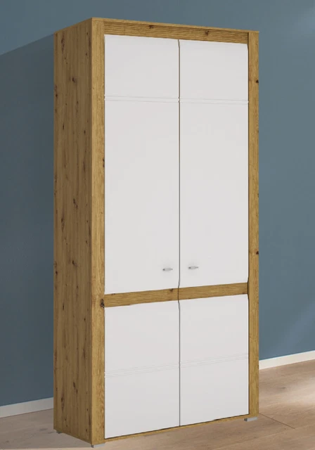 Armadio portaoggetti Siviglia armadio multiuso 90 cm rovere artigianale bianco lucido
