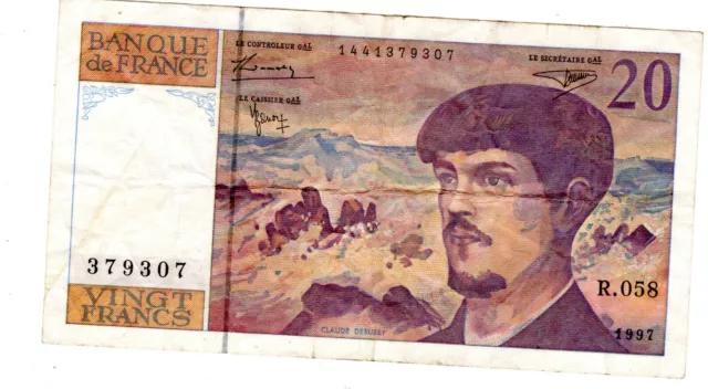 France Billet 20 FRANCS DEBUSSY ( 1990 - 1991 - 1993 - 1997 )  BON ETAT