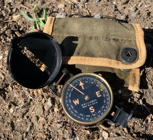 WW2 USMC Army M1938 Lensatic Compass with Pouch W. & L. E. GURLEY, Troy, N.Y. WW2 USMC Army M1938 Lensatic Compass with Pouch W. & L. E. GURLEY, Troy, N.Y.