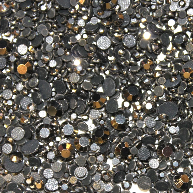 Assortiment strass HEMATITE GRIS en verre hotfix s06 + s10 + s16 + s20 n°(110)