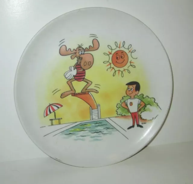 Jay Ward Bullwinkle Moose General Mills Cheerios Kid 8" Melmac Plastic Plate