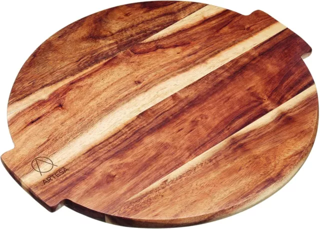 Artesa, Lazy Susan Turntable Serving Platter, Acacia Wood, Large Rotating Food