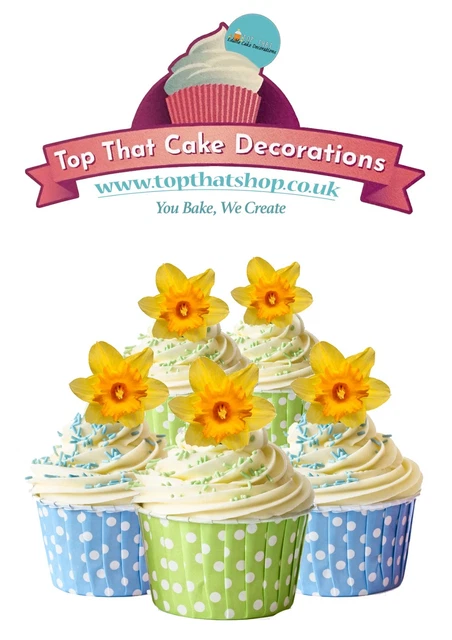 Sharon's Edible Butterflies 40 Precut Yellow Blossom Flowers Edible Wafer Paper Cake Toppers