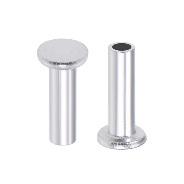 100Pcs M3x10mm Aluminium Tête plate Semi-tubulaire Rivets Argenté