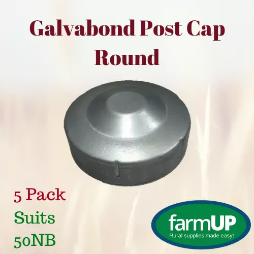 5x GALVABOND POST CAP ROUND suits 50NB PIPE 60.3mm Tube End Fence Flat Top New