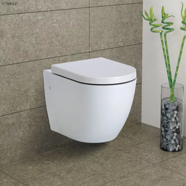 Fienza KOKO Gloss White Wall-Hung Toilet  Pan + Seat ONLY K2376W-PS