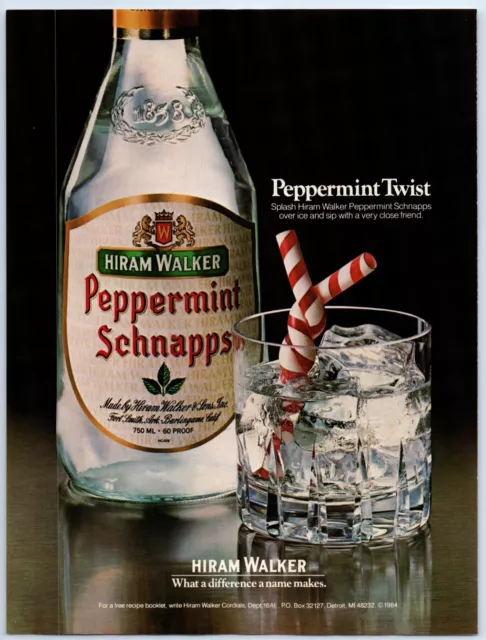 Hiram Walker Peppermint Schnapps PEPPERMINT TWIST 1986 Print Ad 8"w x 11"