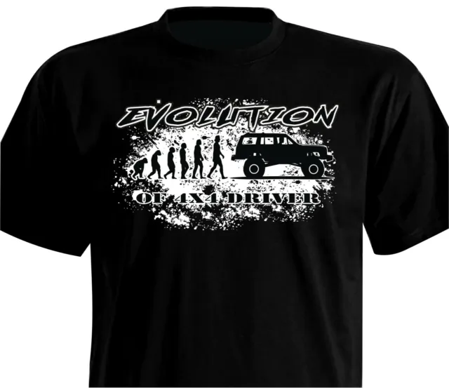 T-shirt divertente nera Evolution 4x4 driver offroad jeep suzuki jeeper fuoristrada