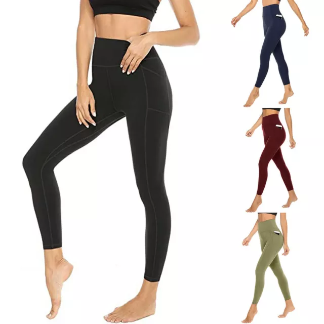 WOMENS HIGH WAISTED Yoga Pants Fitness Leggings Workout Gym Sports