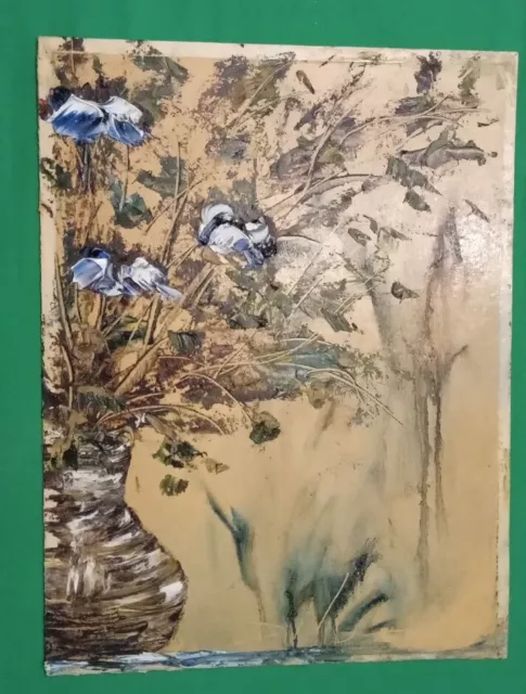 Quadro olio cartone Vaso Fiori Natura morta collezione Lotto mercatino vintage