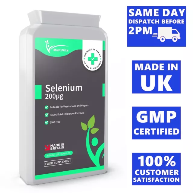 SELENIUM 200mcg 120 Capsules - Antioxidant Mineral Supplement For Immune Support