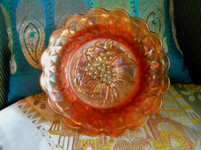 Imperial Carnival Glass Grape Marigold Bowl 9" Dia