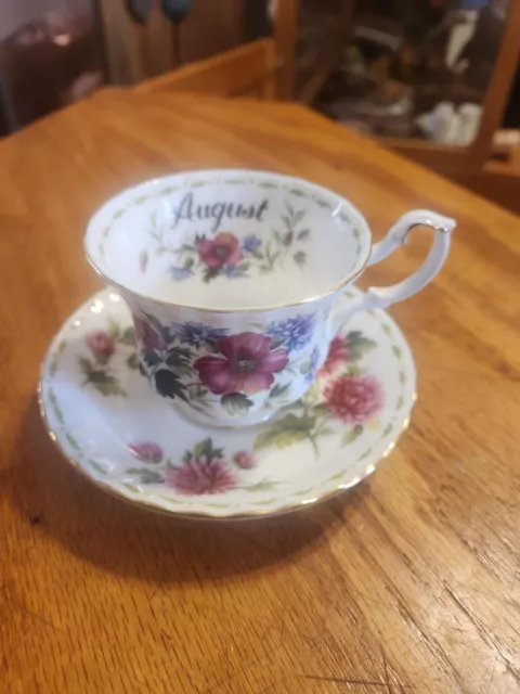 Vintage Royal Albert bone china 'August' Flowers of the Month cup & saucer set