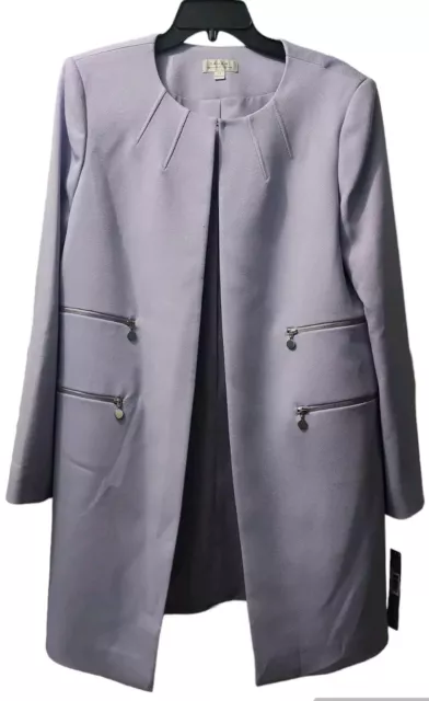 Tahari Purple Open Long Jacket Womens 14 MSRP $149