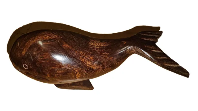 Vintage Ironwood  Carved Whale Sculpture Figurine 7" Long