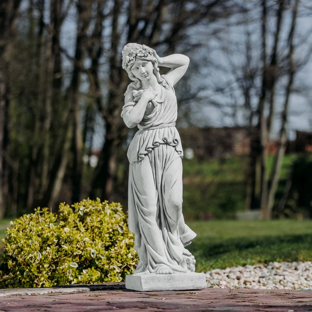 MASSIVE STEINFIGUR GARTEN Statue Lena Gartendeko Raumdeko Steinguss