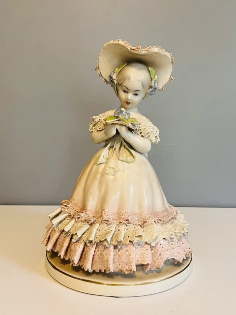 VINTAGE 1940S “Cybis Era” Cordey Porcelain Figure Woman Holding Flower ...