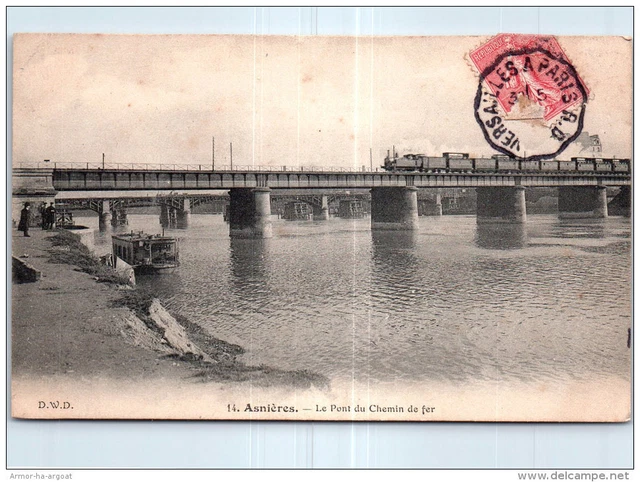92 ASNIERES - le pont du chemin de fer.