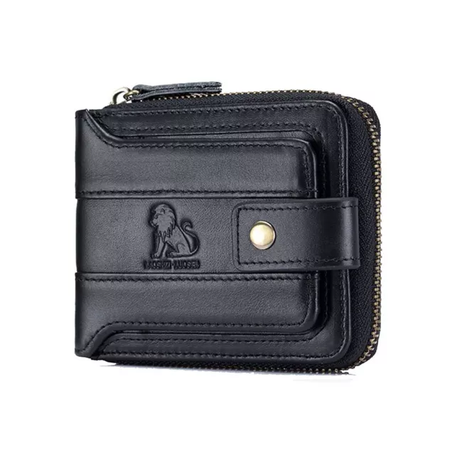 Mens Genuine Leather Wallet Credit Card Holder Pocket Zip RFID Blocking Purses
