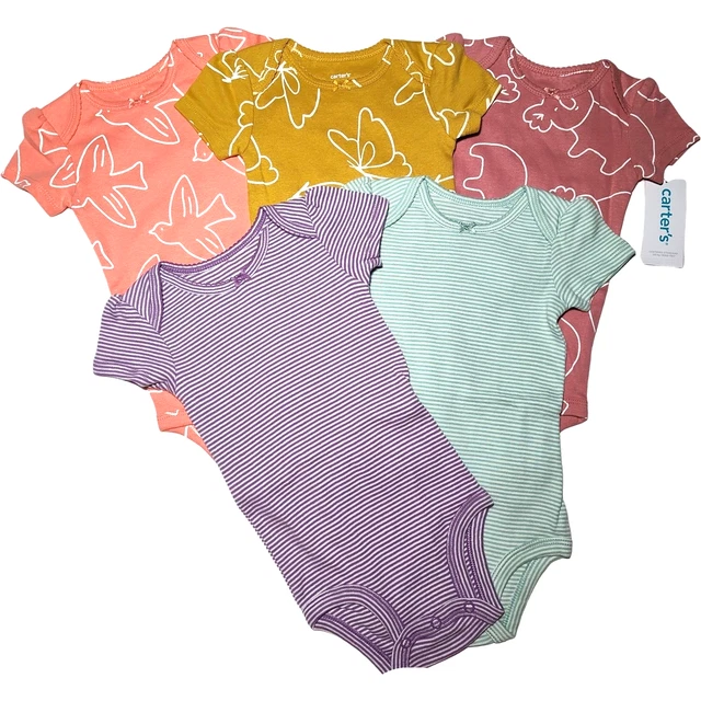 Carter's 5pc Baby Girl 9 Mos Bodysuit Lot Bird Butterfly Koala Stripe Soft NWT