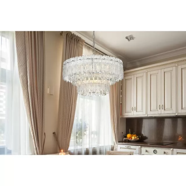 Crystal Chandelier Chrome Living Dining Room Foyer Ceiling 6 Light Fixture 21"