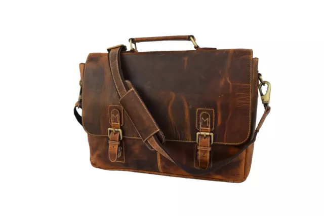 Hommes Bureau Mallette Buffalo Cuir Sacoche Ordinateur Portable Sac Bandoulière