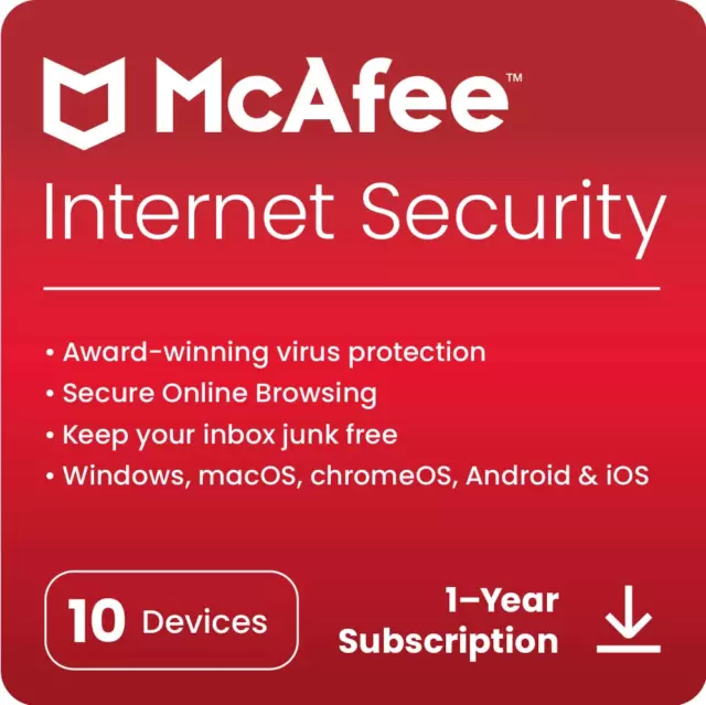 McAfee Sécurité Internet Antivirus 2024 10 Appareil 1 An Par Email Livraison