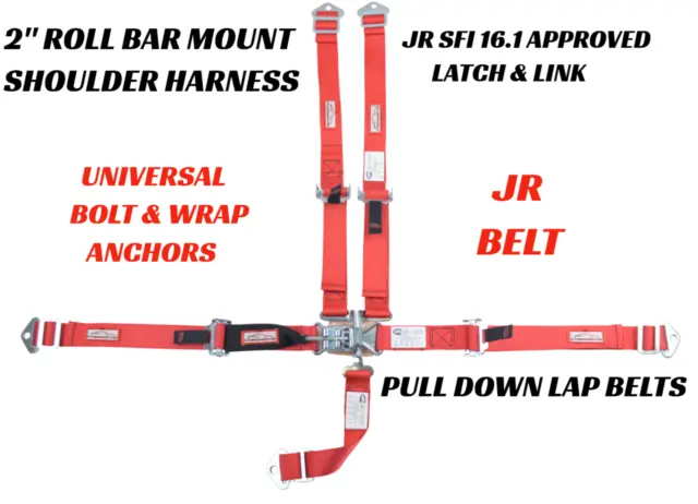 Red Universal 5 Point 2" Racing Harness Latch & Link Roll Bar Mount Sfi 16.1