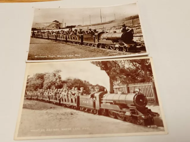 2 Vintage Postcards Miniature Railway , Marine Lake, Rhyl.